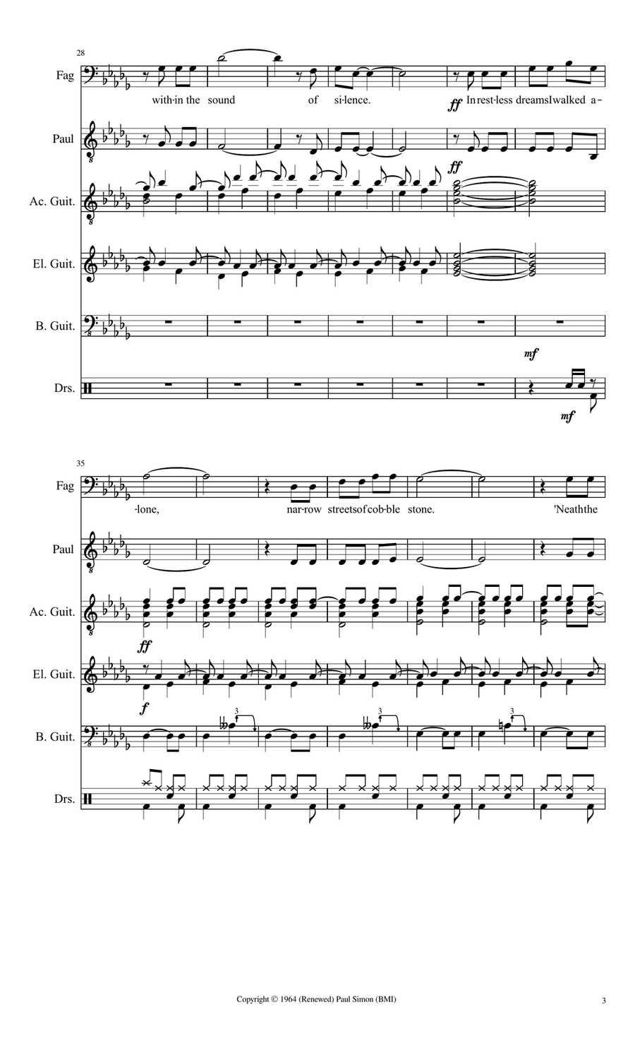 The Sound Of Silence - Score Only Concert Band scores gallery preview page 3