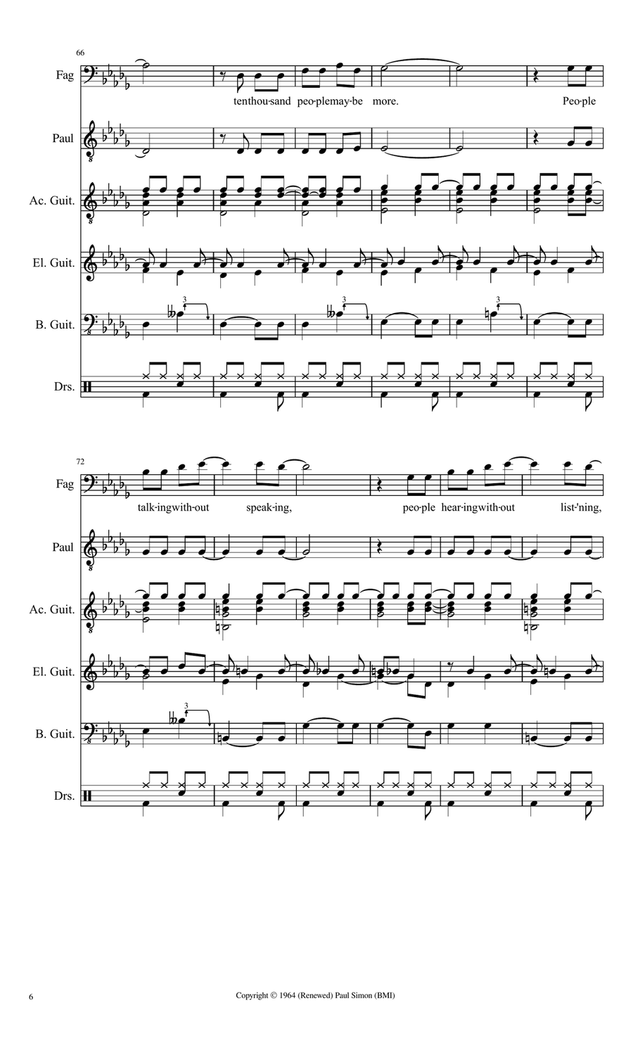 The Sound Of Silence - Score Only Concert Band scores gallery preview page 6
