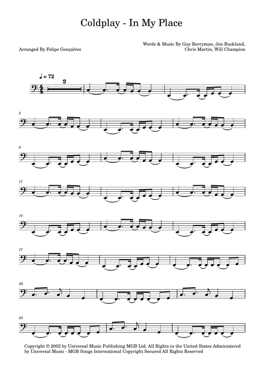 In My Place In My Place Acoustic Guitar scores gallery preview page 1