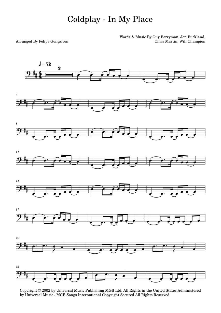 In My Place In My Place Acoustic Guitar scores gallery preview page 1