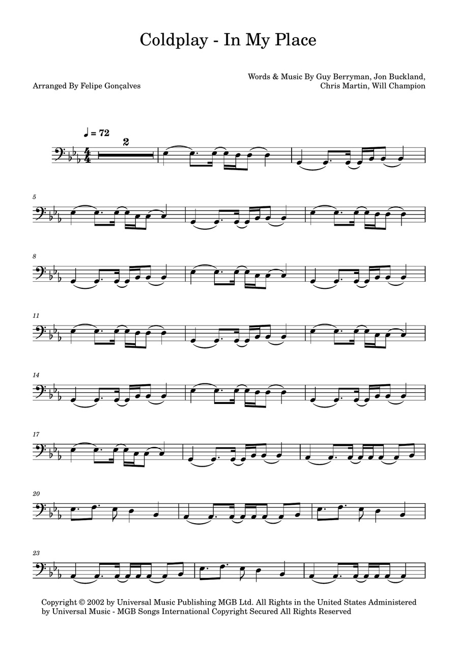 In My Place In My Place Acoustic Guitar scores gallery preview page 1