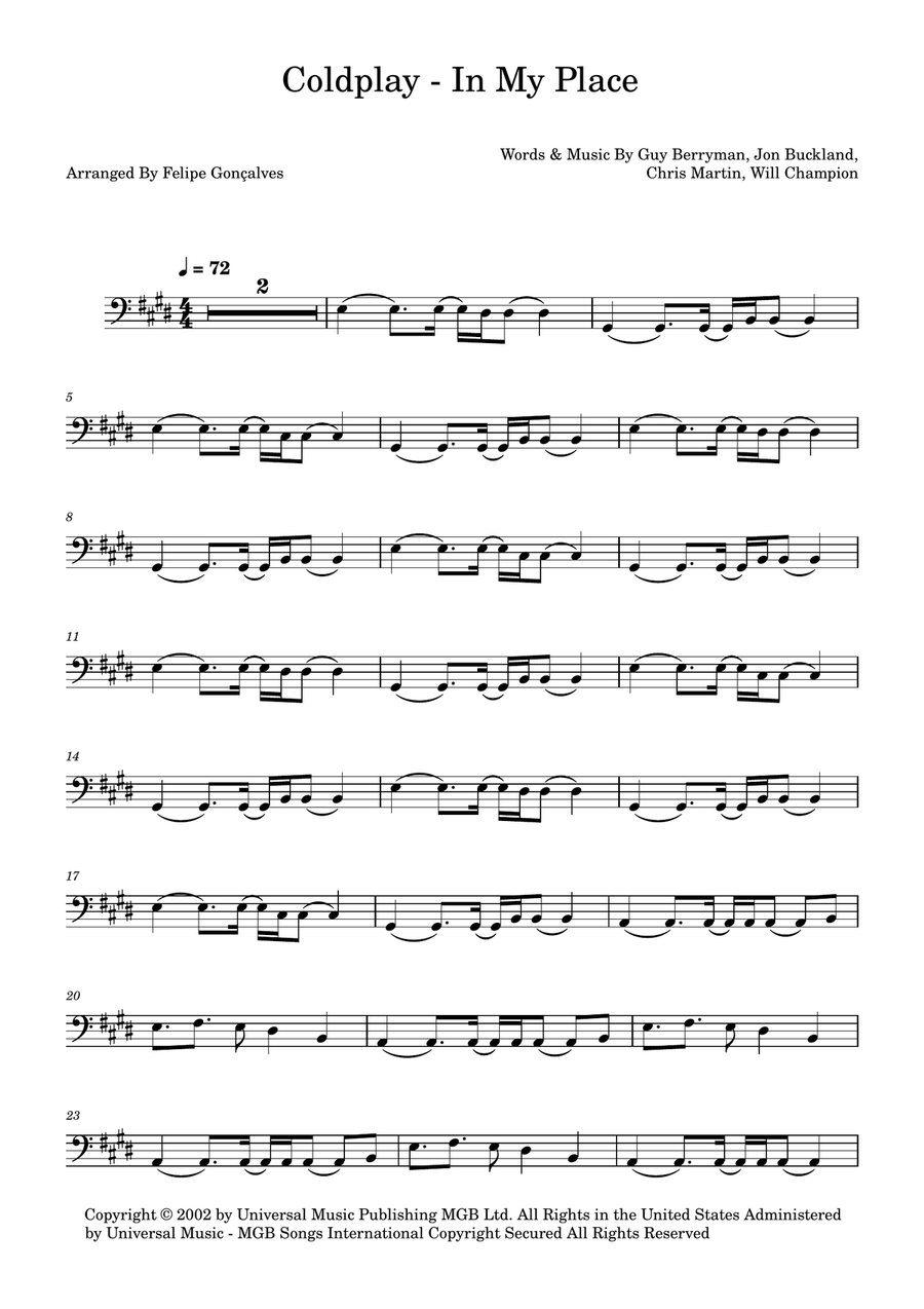 In My Place In My Place Acoustic Guitar scores gallery preview page 1