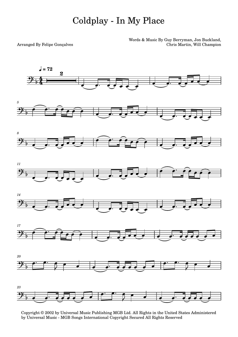 In My Place In My Place Acoustic Guitar scores gallery preview page 1