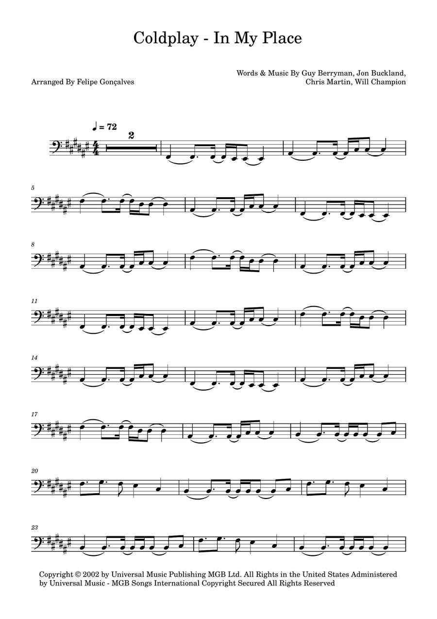 In My Place In My Place Acoustic Guitar scores gallery preview page 1