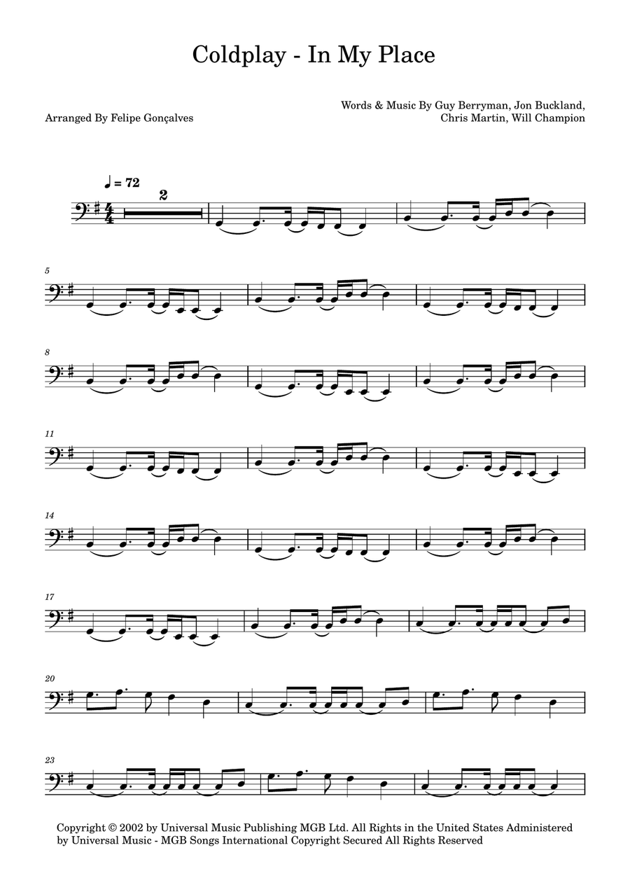In My Place In My Place Acoustic Guitar scores gallery preview page 1