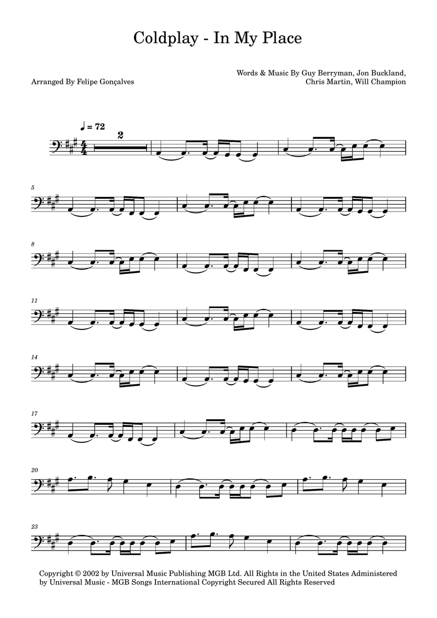 In My Place In My Place Acoustic Guitar scores gallery preview page 1
