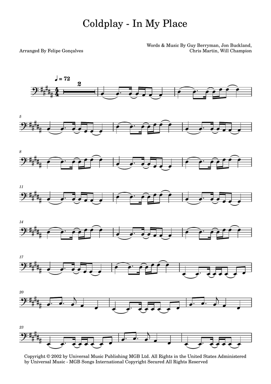In My Place In My Place Acoustic Guitar scores gallery preview page 1