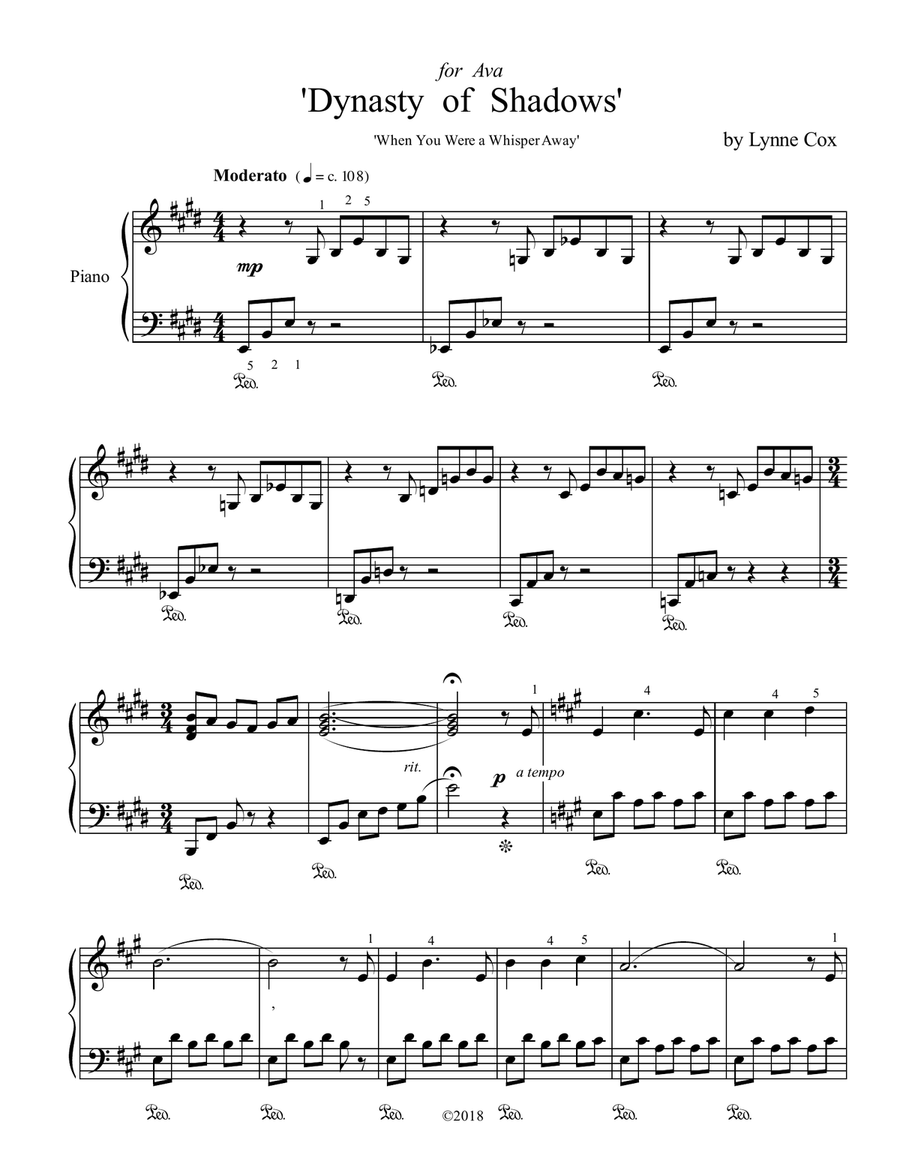 Dynasty of Shadows (When You Were a Whisper Away) Piano Solo scores gallery preview page 2