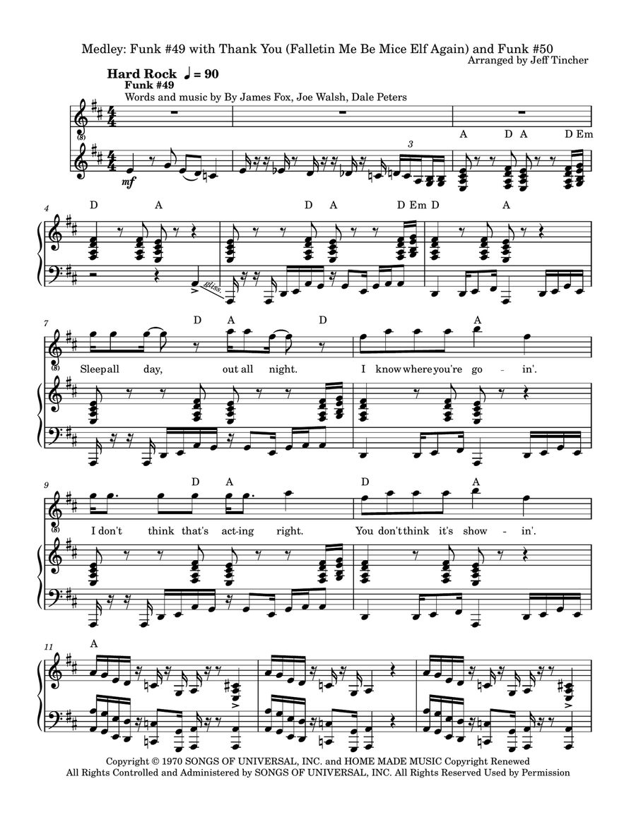 Medley: Funk #49 with Thank You (Falletin Me Be Mice Elf Again) and Funk 50 Piano, Vocal scores gallery preview page 2