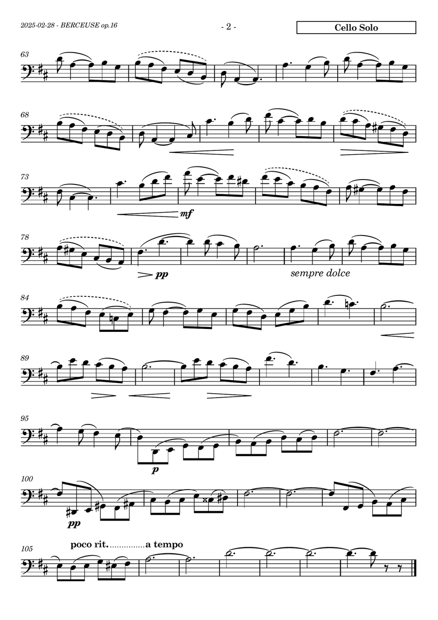 Faure's Berceuse op.16 for solo viola/cello and strings quartet or quintet. Ed. Paulinyi. String Orchestra scores gallery preview page 2