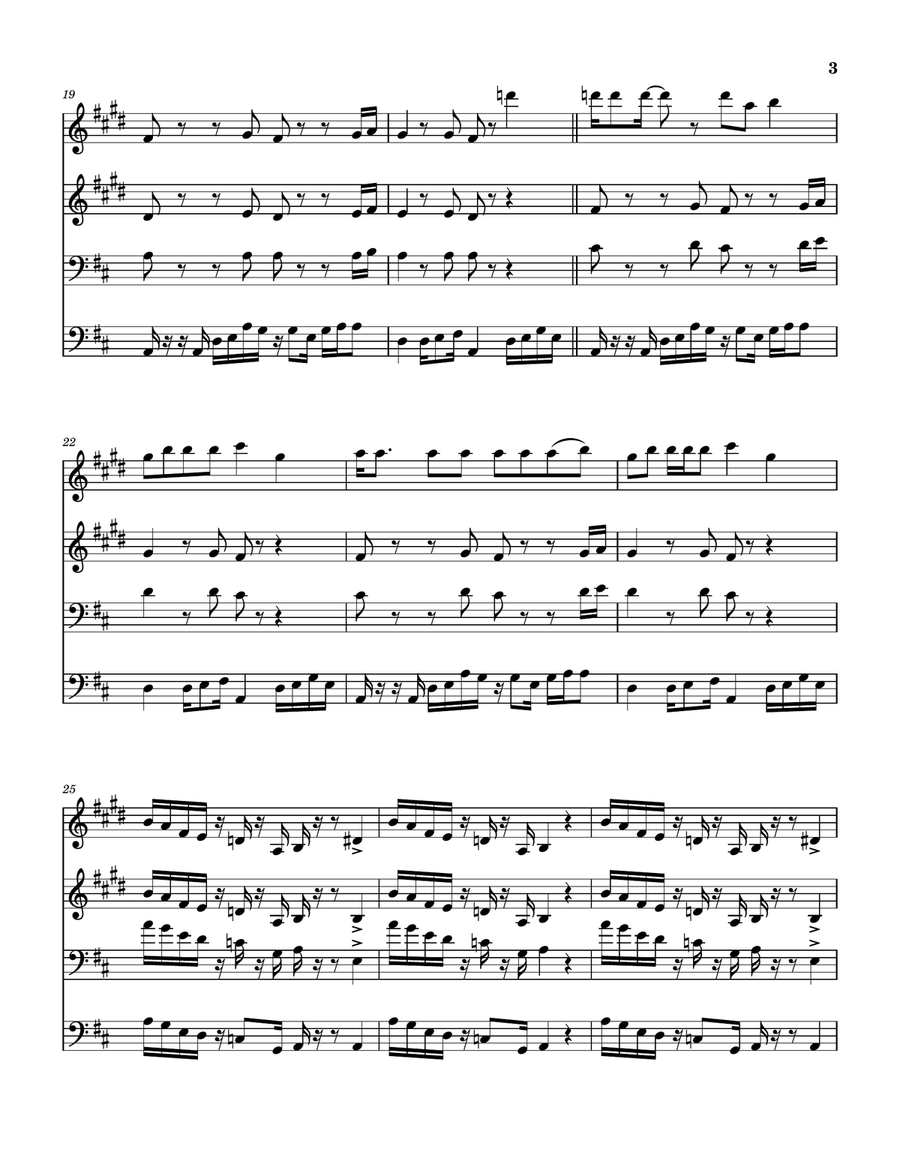 Medley: Funk #49 with Thank You (Falletin Me Be Mice Elf Again) and Funk 50 Brass Quartet scores gallery preview page 4