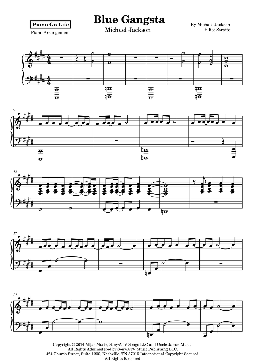 Blue Gangsta Blue Gangsta Piano Solo scores gallery preview page 1