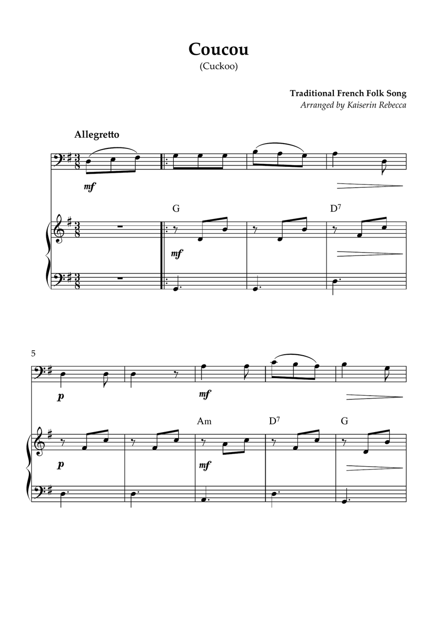 Coucou Coucou Piano scores gallery preview page 1
