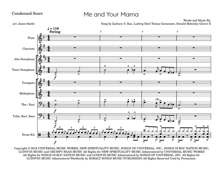 Me And Your Mama Marching Band scores gallery preview page 1