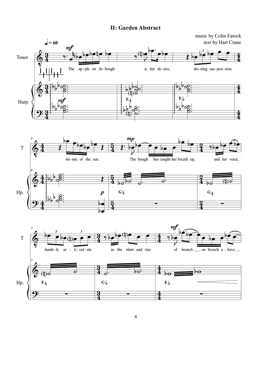 Four Poems by Hart Crane (2024) Harp scores gallery preview page 6