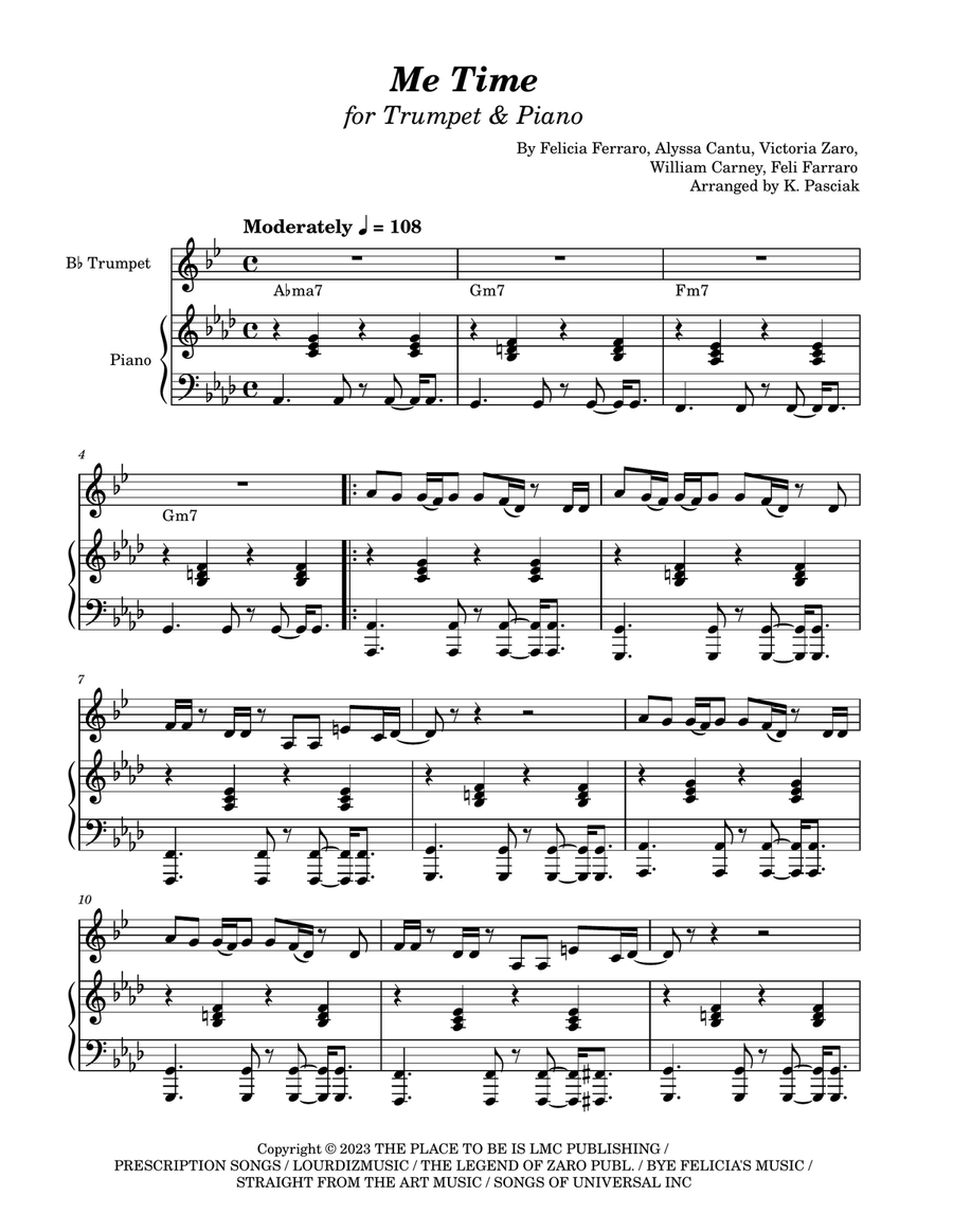 Me Time Me Time Trumpet Solo scores gallery preview page 1