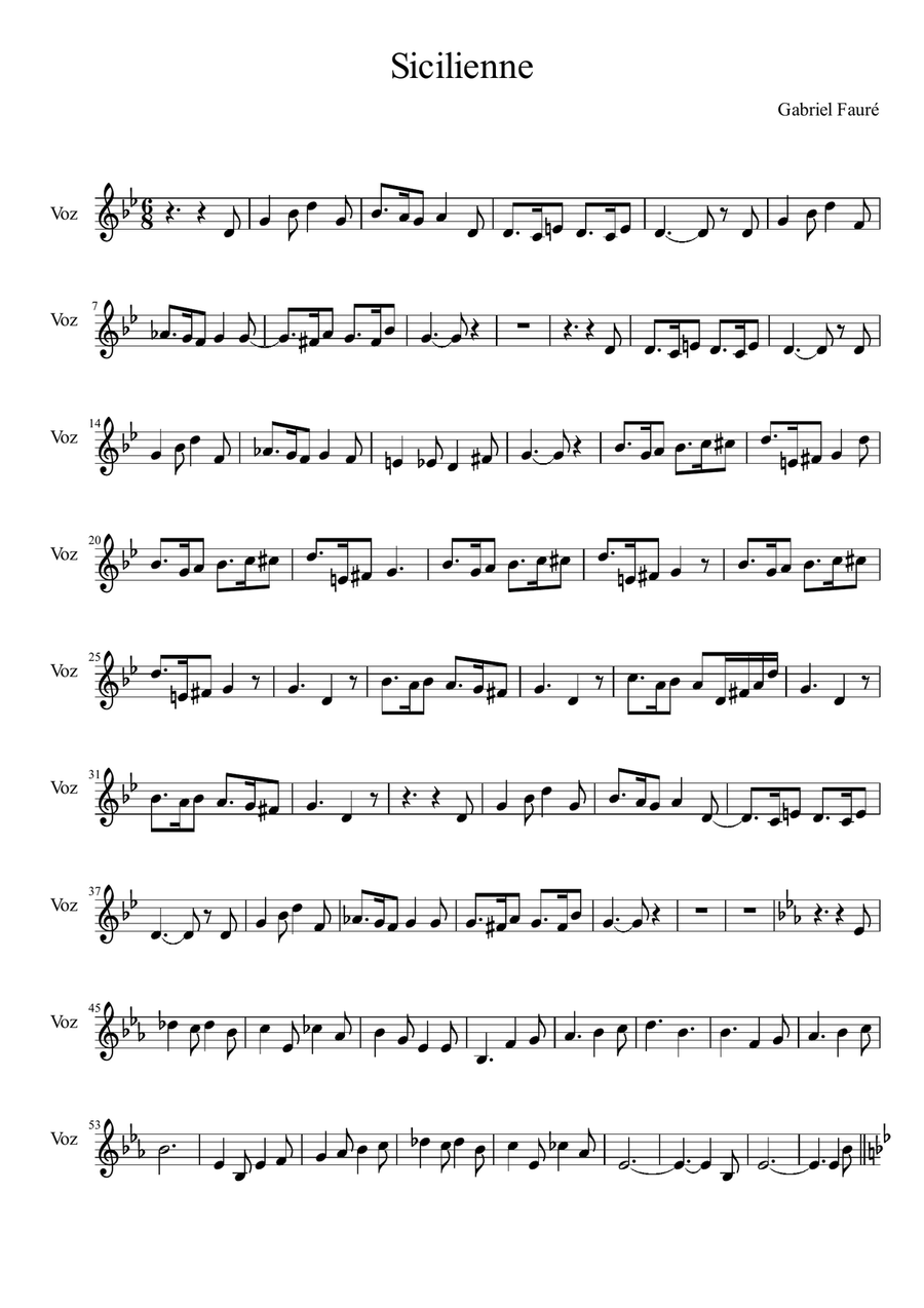 Sicilienne Sicilienne Piano, Vocal scores gallery preview page 1