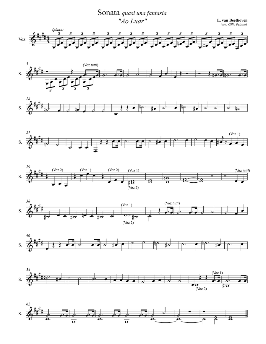 Moonlight Sonata (1st movement) Piano, Vocal scores gallery preview page 1
