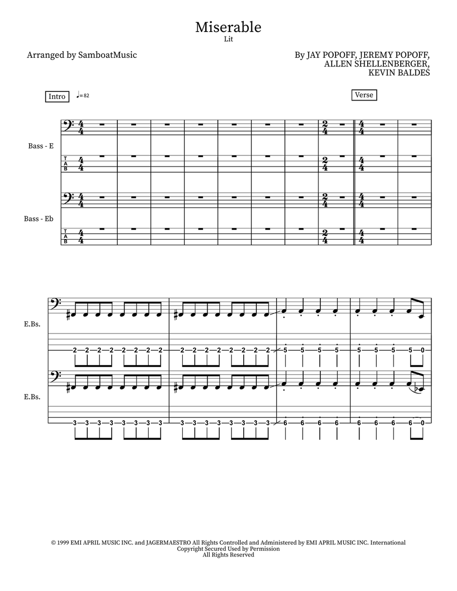 Miserable Miserable Acoustic Guitar scores gallery preview page 1