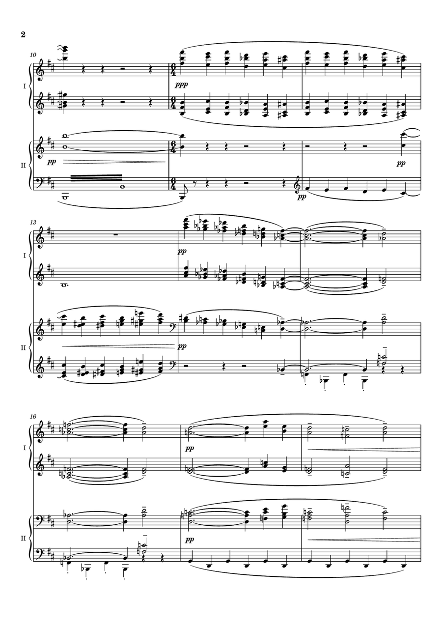 Claude Debussy - Trois Nocturnes for piano 4 hands 1. Nuages - CD 98 ; L.91 Original Piano Duet scores gallery preview page 2