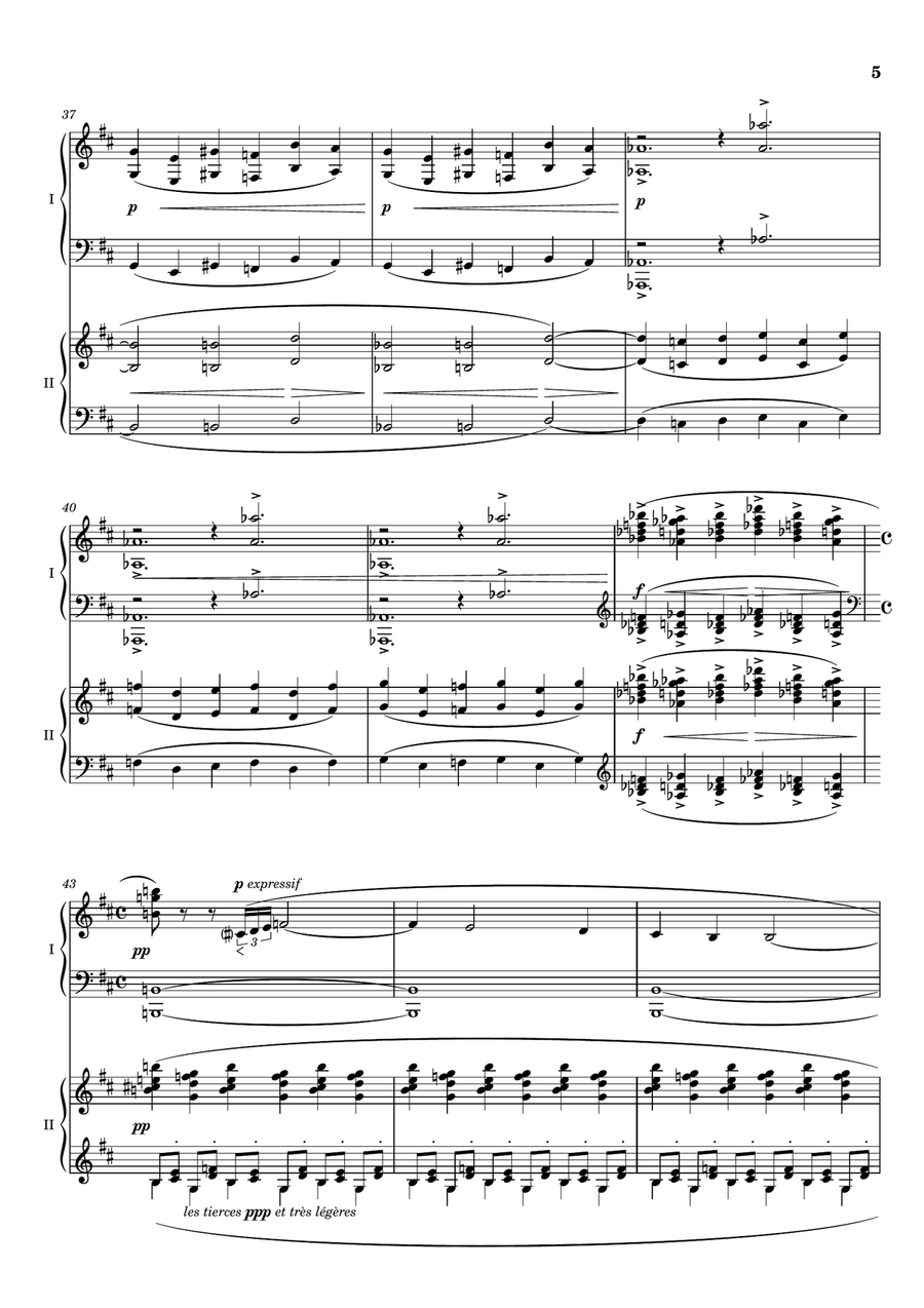 Claude Debussy - Trois Nocturnes for piano 4 hands 1. Nuages - CD 98 ; L.91 Original Piano Duet scores gallery preview page 5