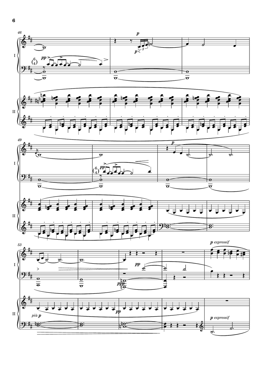 Claude Debussy - Trois Nocturnes for piano 4 hands 1. Nuages - CD 98 ; L.91 Original Piano Duet scores gallery preview page 6