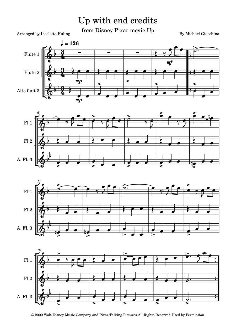 Up with end credits Up with end credits Woodwind Trio scores gallery preview page 1