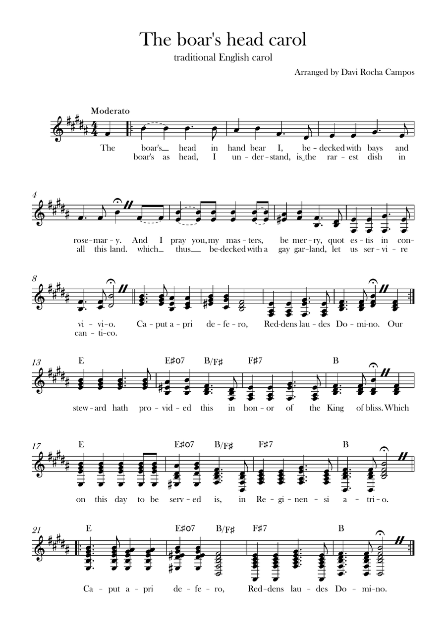 The boar's head carol The boar's head carol Piano scores gallery preview page 1