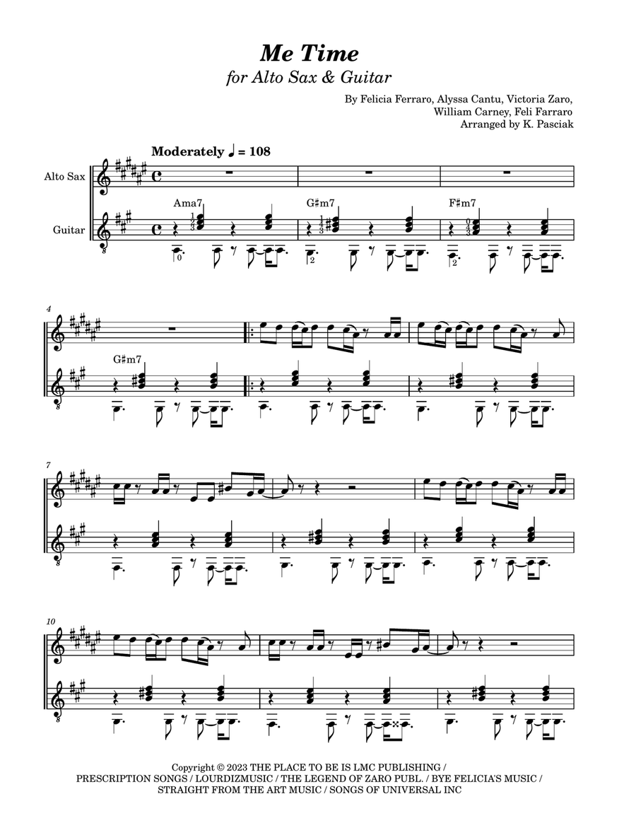 Me Time Me Time Alto Saxophone scores gallery preview page 1