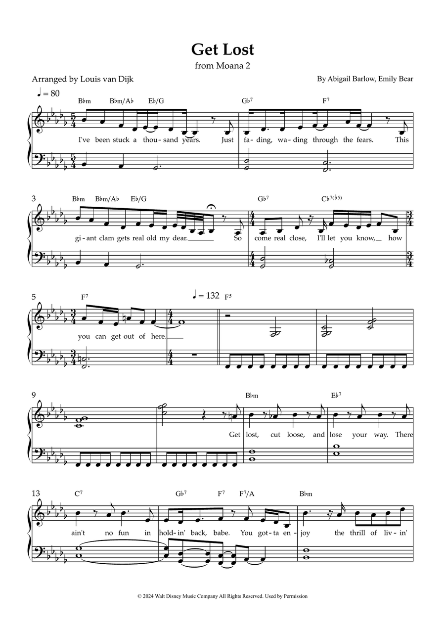 Get Lost Get Lost Piano, Vocal scores gallery preview page 1