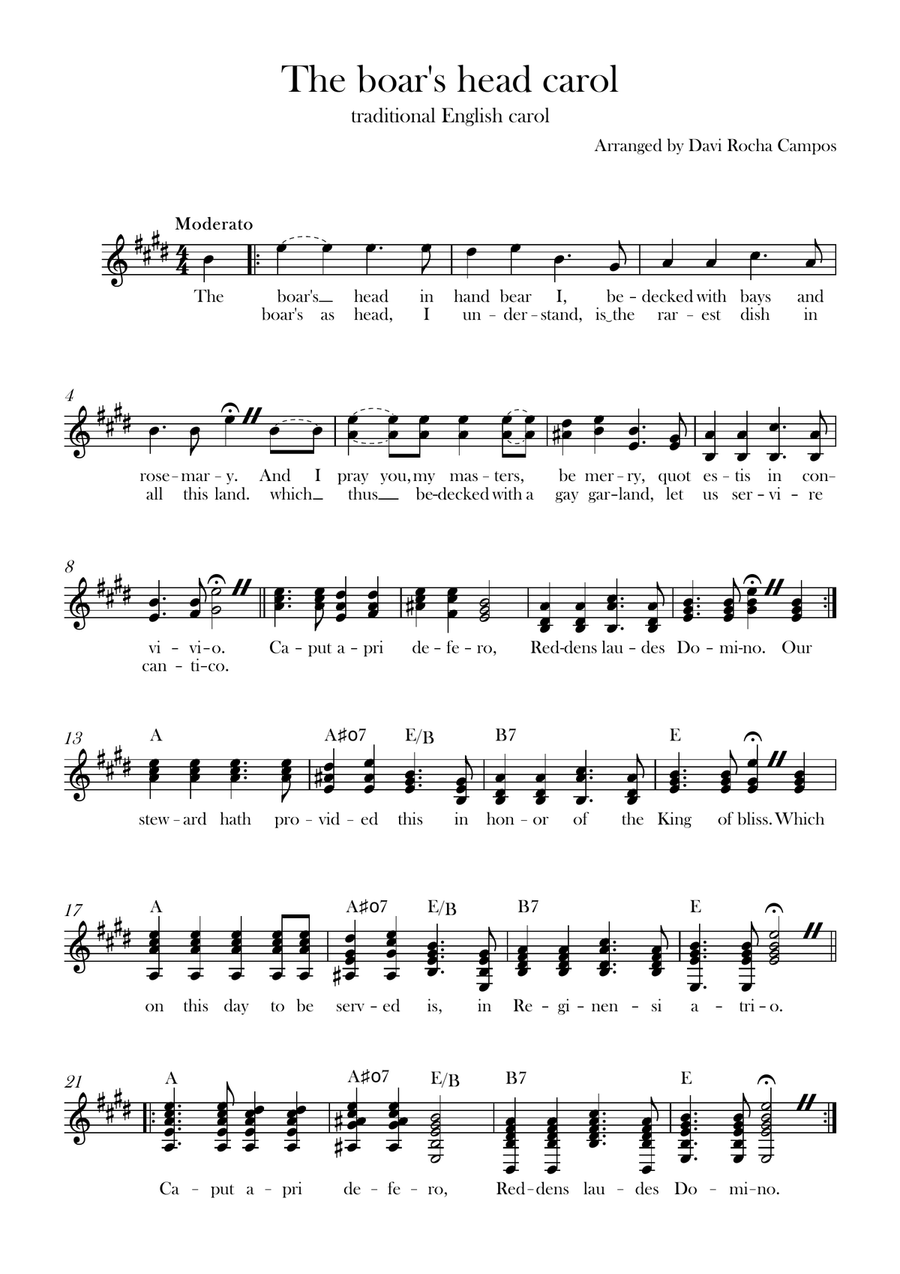 The boar's head carol The boar's head carol Piano scores gallery preview page 1