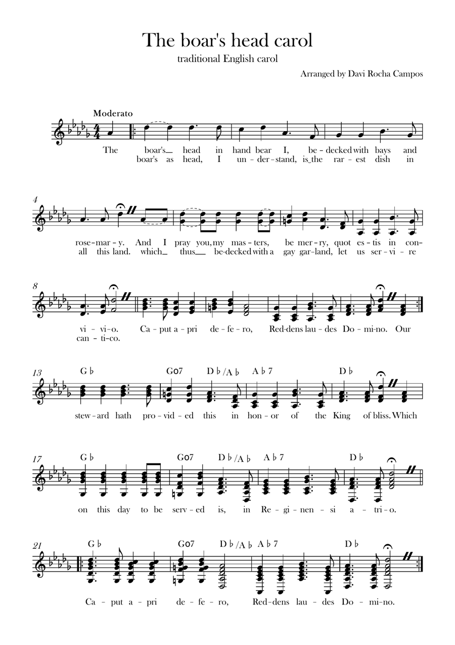 The boar's head carol The boar's head carol Piano scores gallery preview page 1