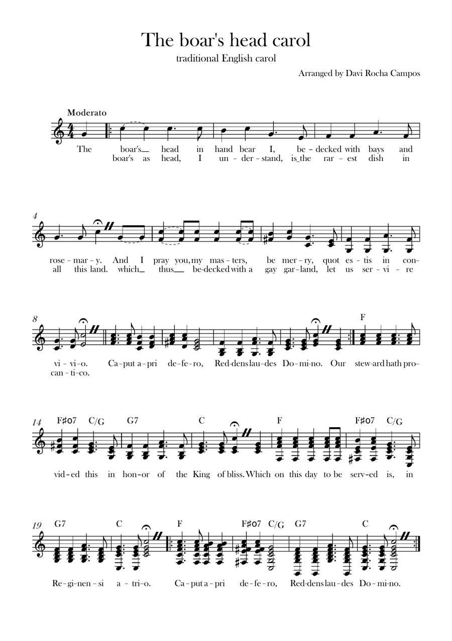 The boar's head carol The boar's head carol Piano scores gallery preview page 1