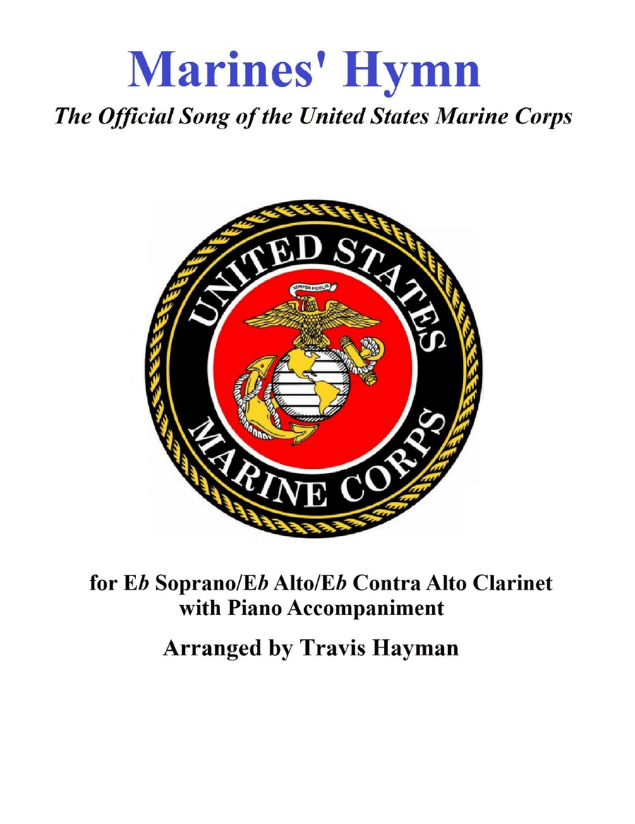 Marines' Hymn - for Eb Soprano/Eb Alto/Eb Contra Alto Clarinet with Piano Accompaniment E-Flat Clarinet scores gallery preview page 1