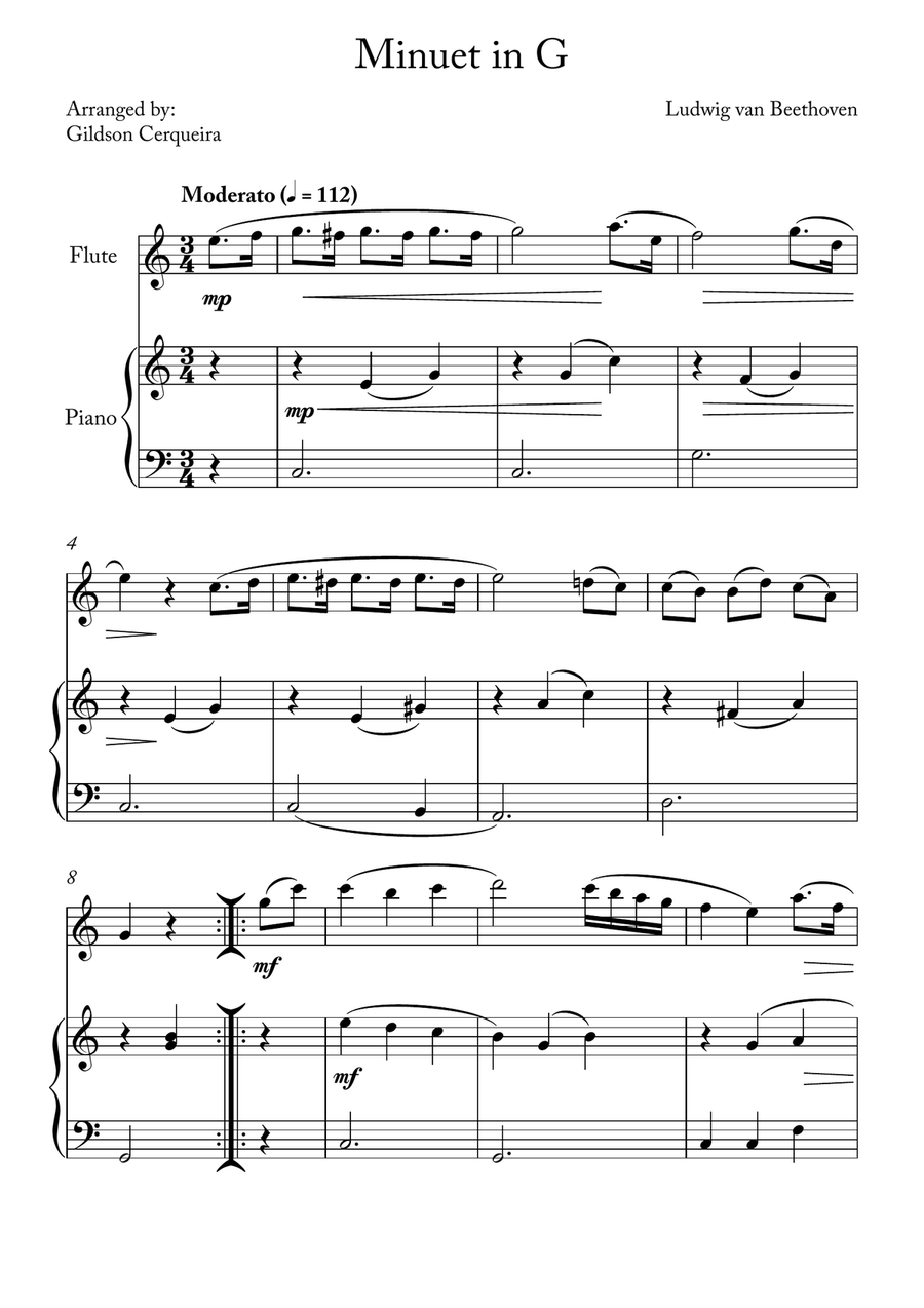 Minuet in G Minuet in G Chamber Music scores gallery preview page 1