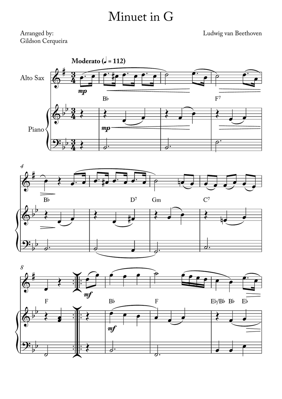 Minuet in G Minuet in G Chamber Music scores gallery preview page 1