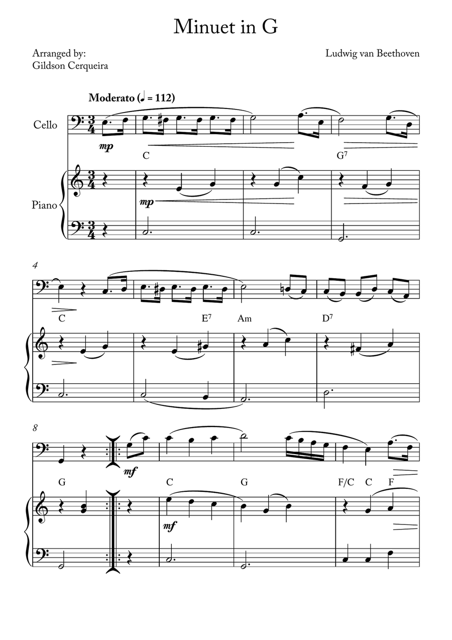 Minuet in G Minuet in G Chamber Music scores gallery preview page 1