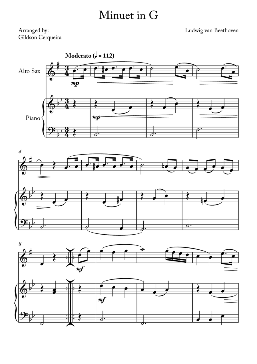 Minuet in G Minuet in G Chamber Music scores gallery preview page 1