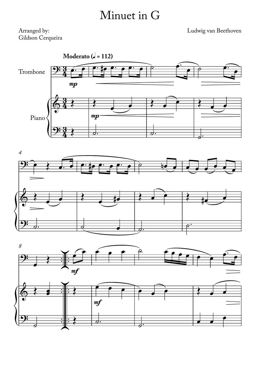 Minuet in G Minuet in G Chamber Music scores gallery preview page 1