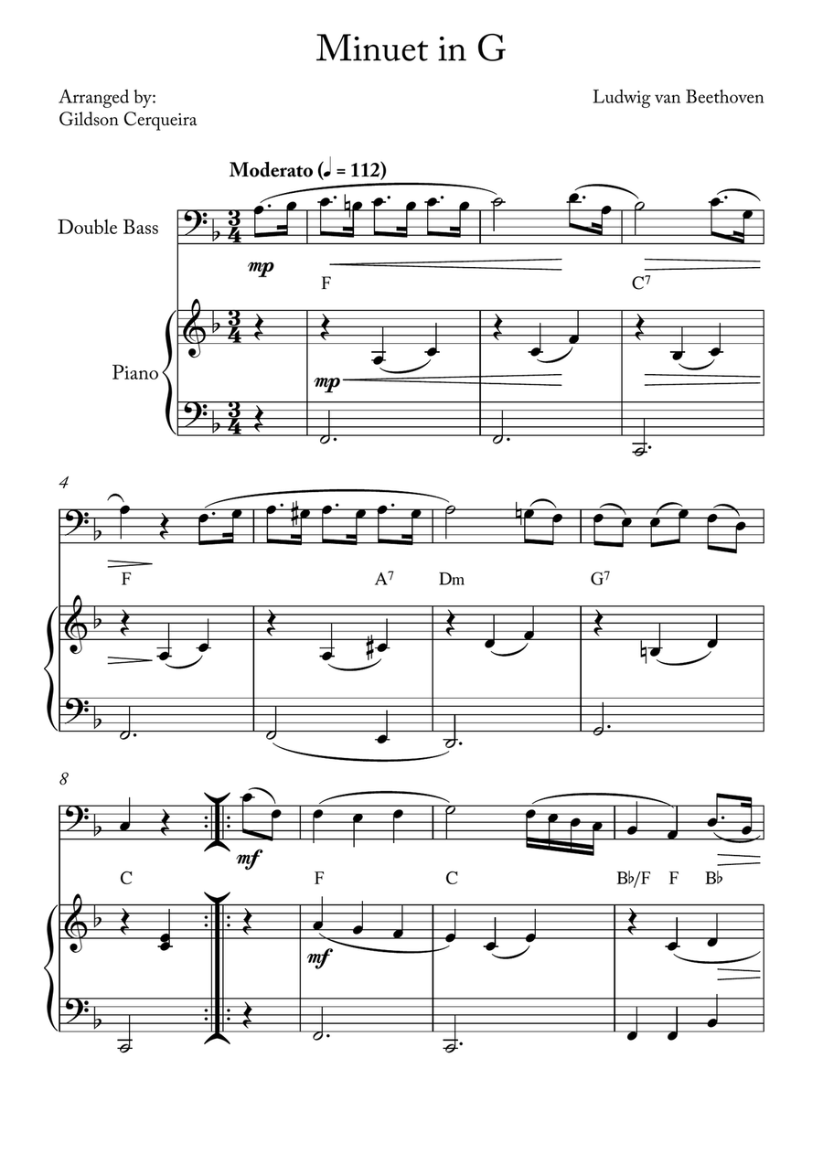 Minuet in G Minuet in G Chamber Music scores gallery preview page 1