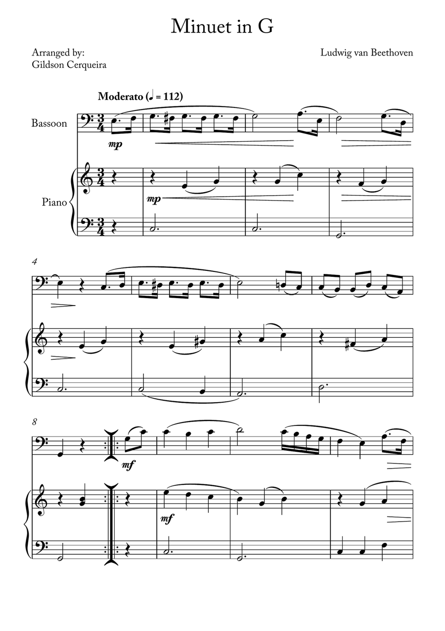 Minuet in G Minuet in G Chamber Music scores gallery preview page 1