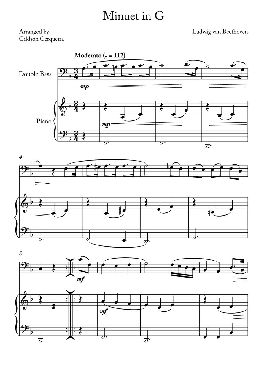 Minuet in G Minuet in G Chamber Music scores gallery preview page 1
