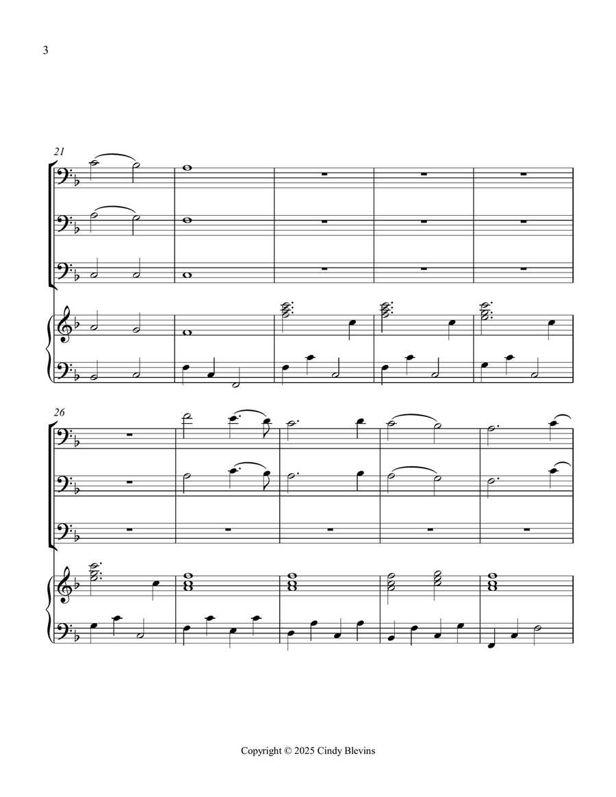 Joy To the World, for Three Trombones and Piano Trombone Trio scores gallery preview page 4