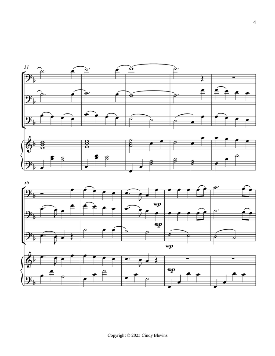 Joy To the World, for Three Trombones and Piano Trombone Trio scores gallery preview page 5