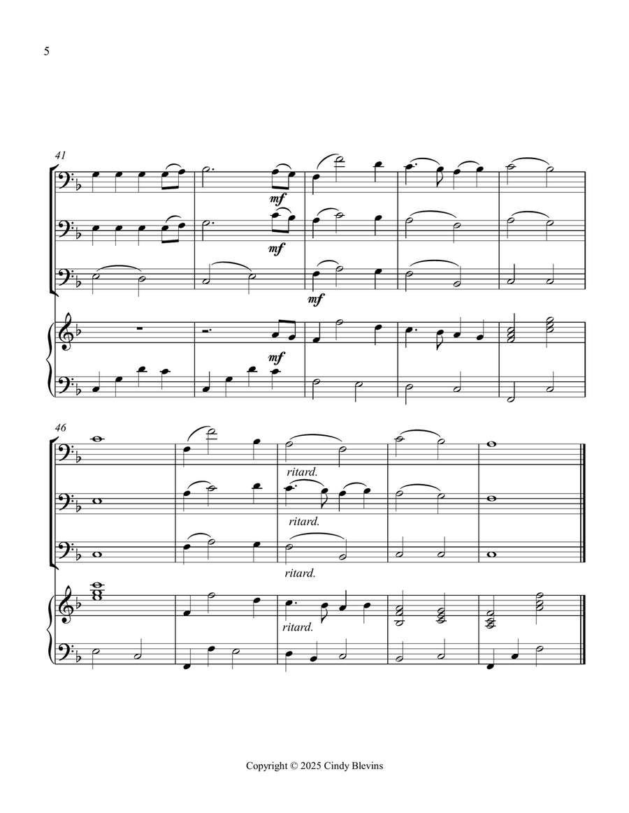Joy To the World, for Three Trombones and Piano Trombone Trio scores gallery preview page 6