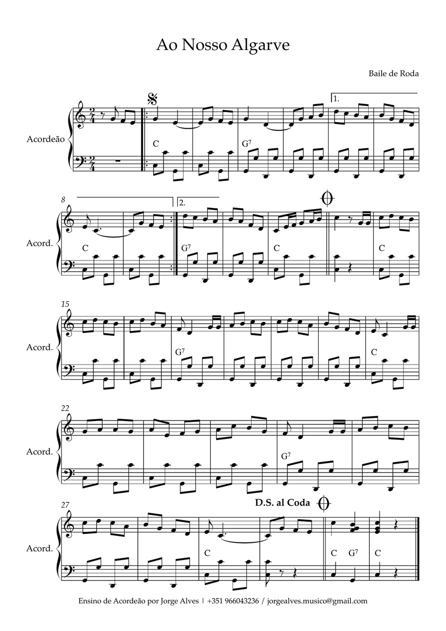 Ao Nosso Algarve Ao Nosso Algarve Accordion scores gallery preview page 1
