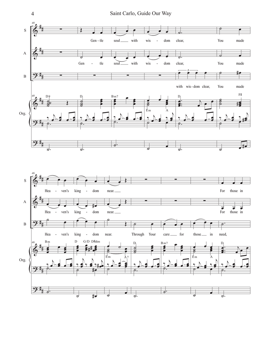 Saint Carlo, Guide Our Way (SAB) 3-Part scores gallery preview page 4