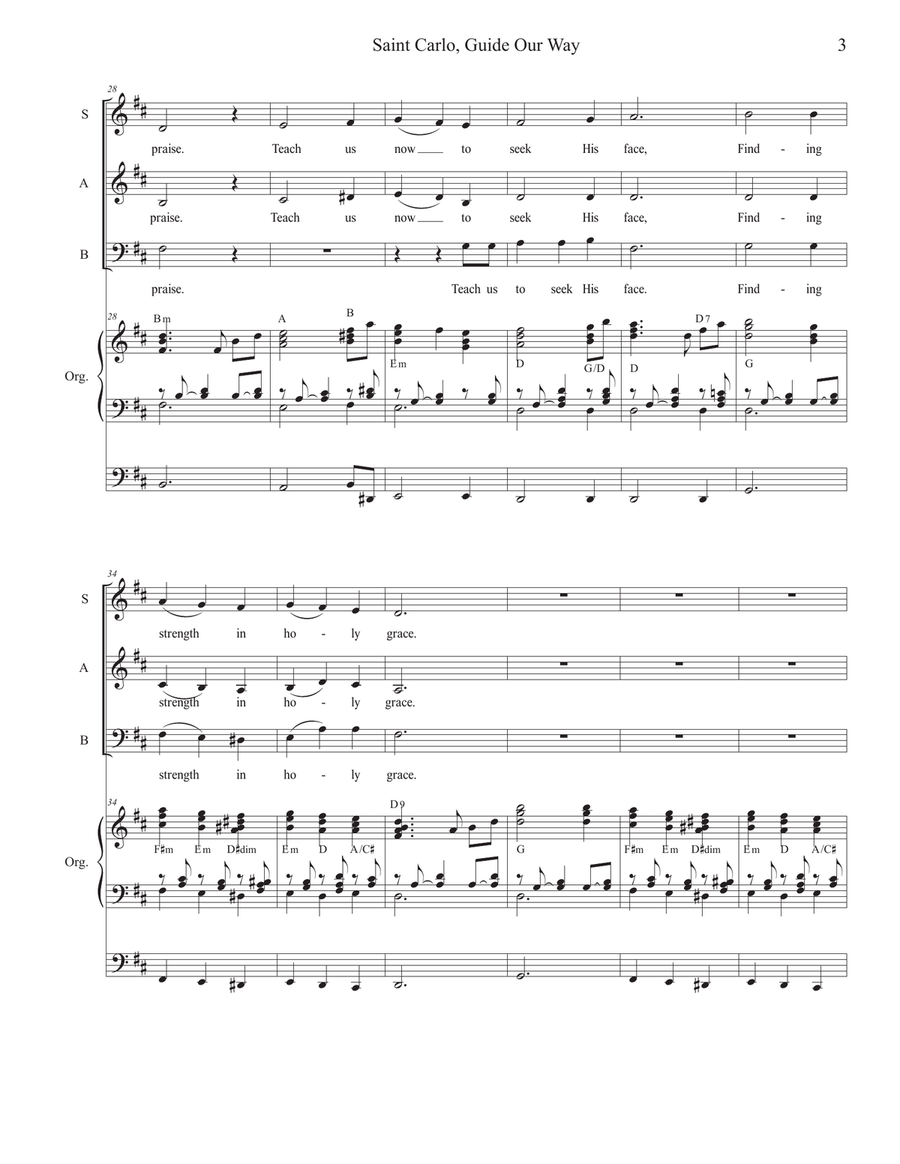 Saint Carlo, Guide Our Way (Vocal Trio - (SAB) 3-Part scores gallery preview page 3