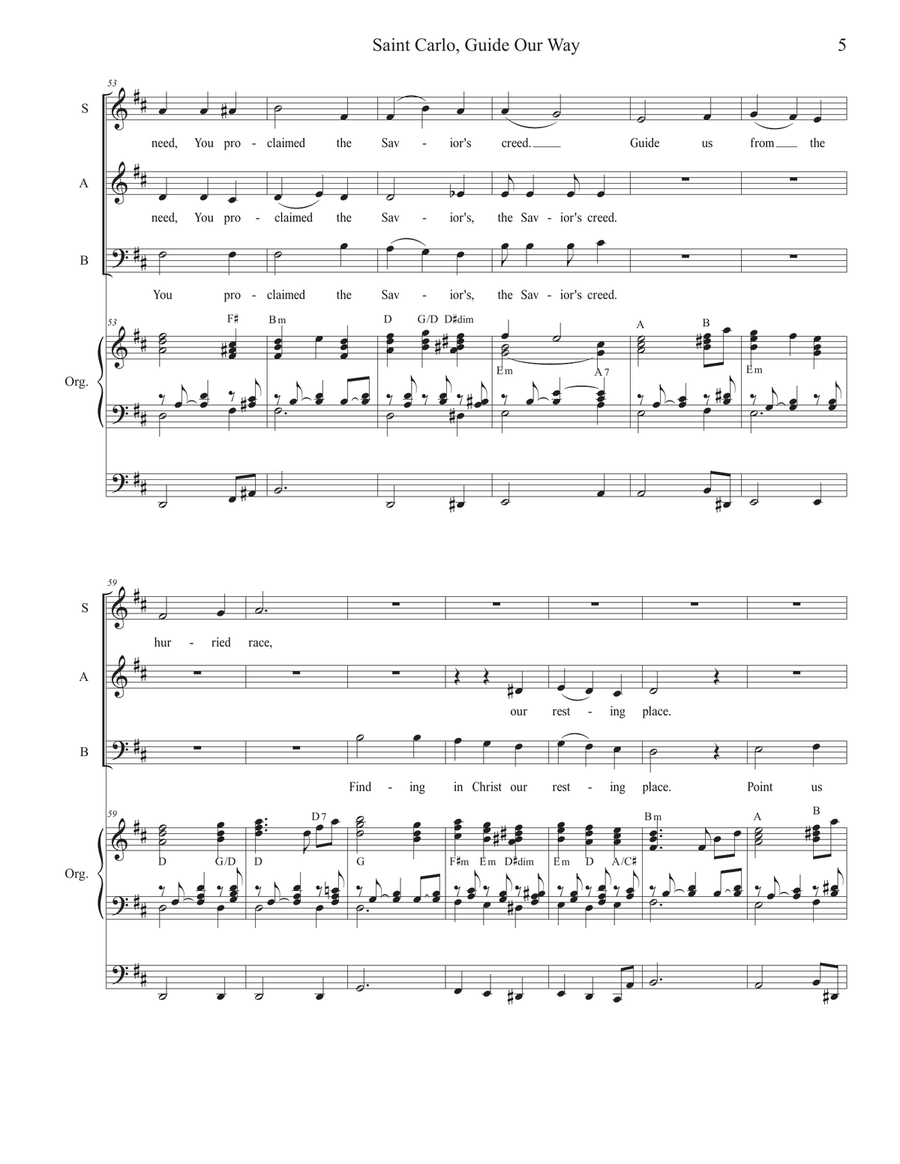 Saint Carlo, Guide Our Way (Vocal Trio - (SAB) 3-Part scores gallery preview page 5