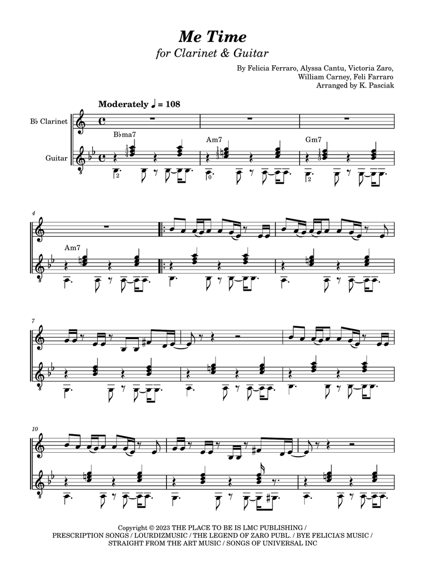 Me Time Me Time Clarinet scores gallery preview page 1